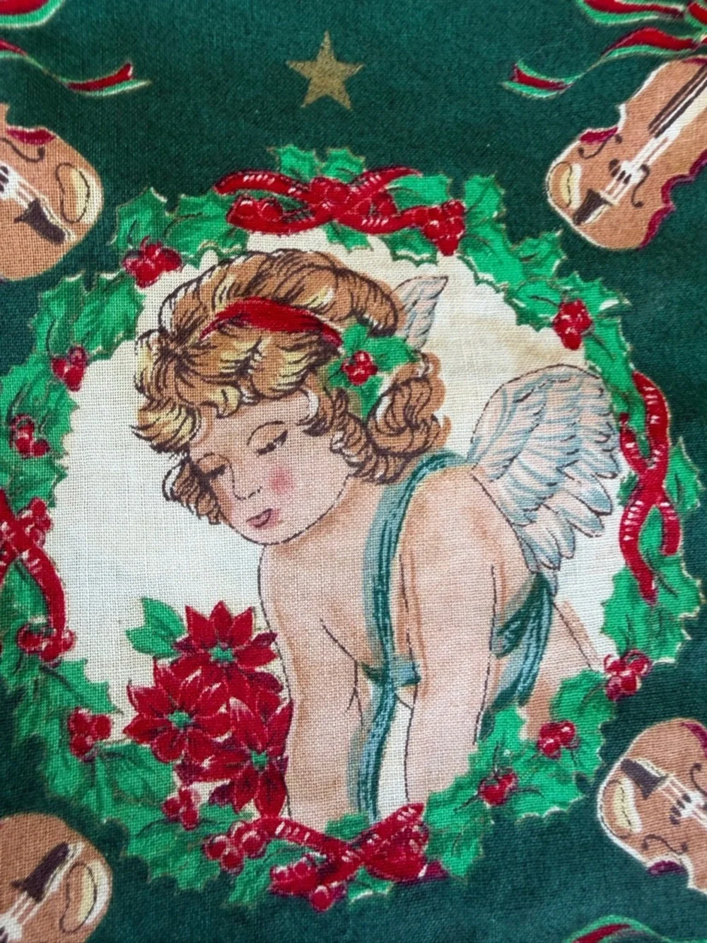 VTG Concord Christmas Musical Angels Handmade Pillow Cover Festive Holiday 14x15